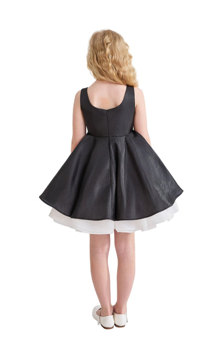 kids atelier tulleen Black Lucienne Satin Bow Dress