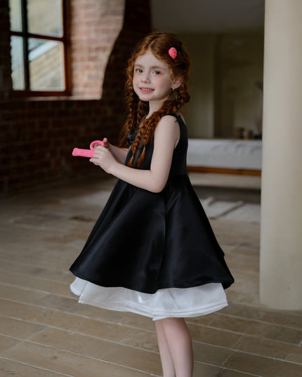 kids atelier tulleen Black Lucienne Satin Bow Dress