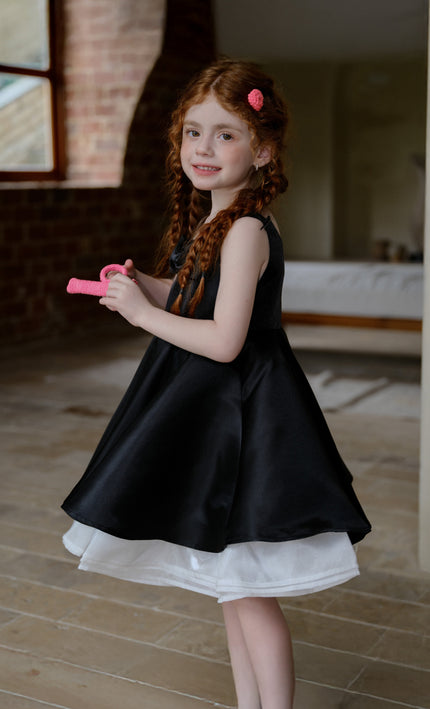 kids atelier tulleen Black Lucienne Satin Bow Dress