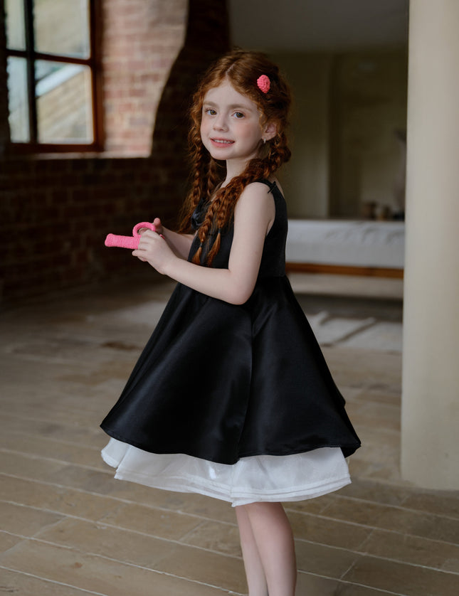 kids atelier tulleen Black Lucienne Satin Bow Dress