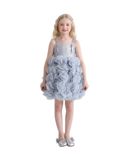 kids atelier tulleen Blue Arabella Glitter Ruffle Dress