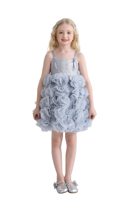 kids atelier tulleen Blue Arabella Glitter Ruffle Dress