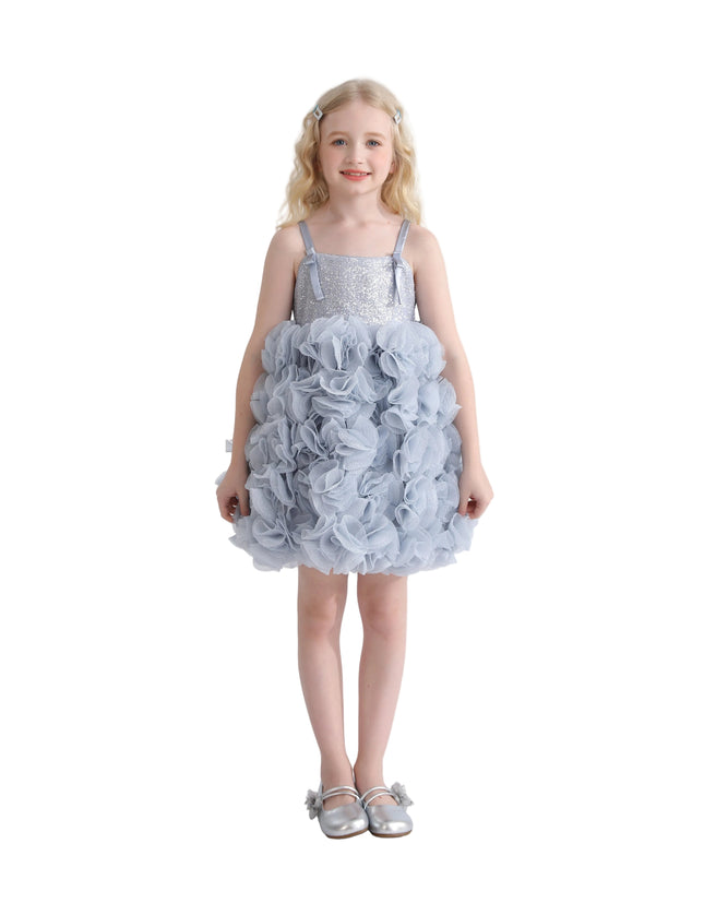 kids atelier tulleen Blue Arabella Glitter Ruffle Dress