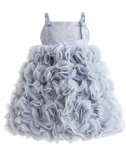 Blue Arabella Glitter Ruffle Dress