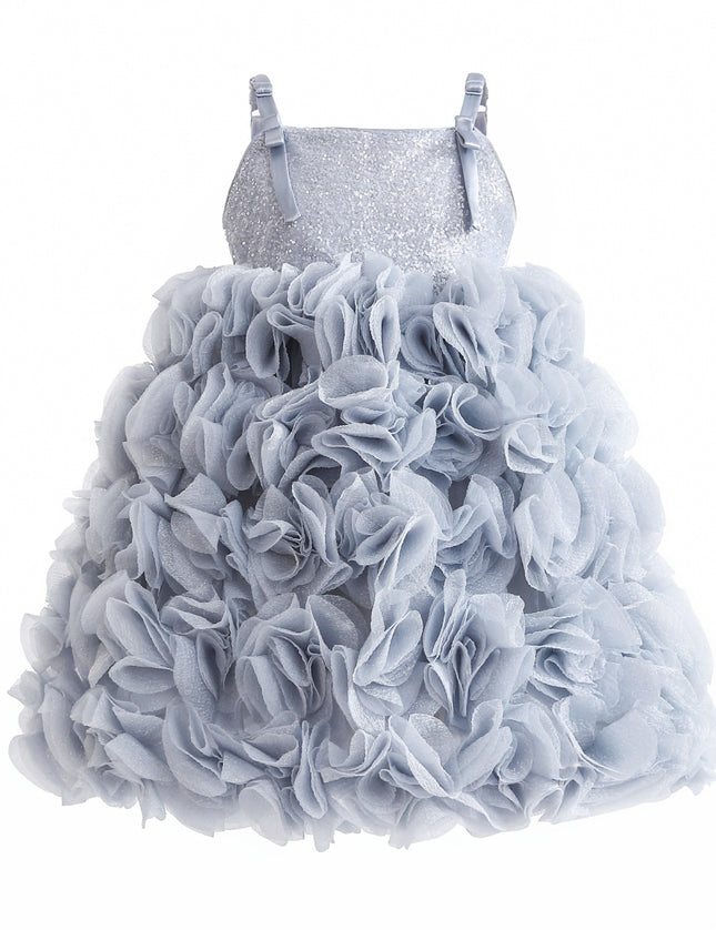 Blue Arabella Glitter Ruffle Dress