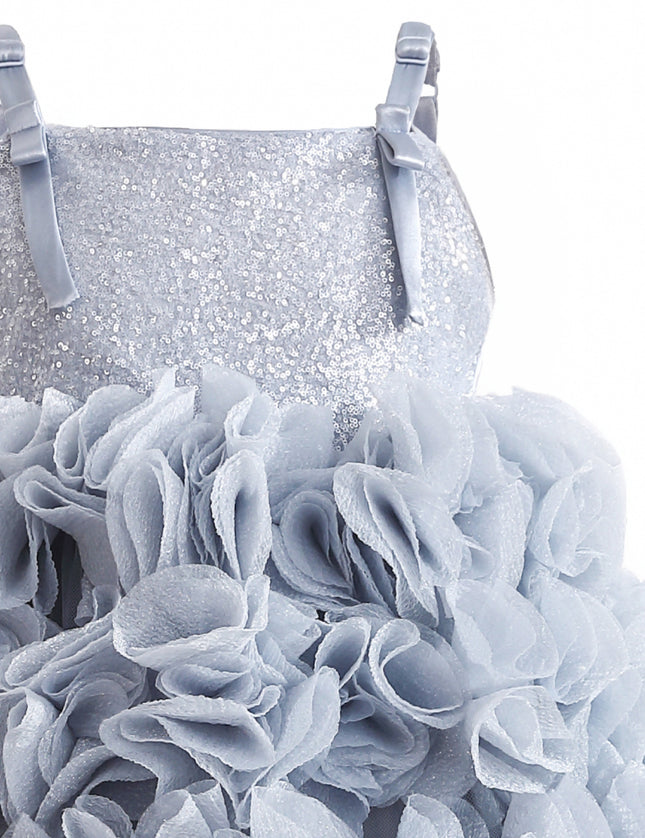 Blue Arabella Glitter Ruffle Dress