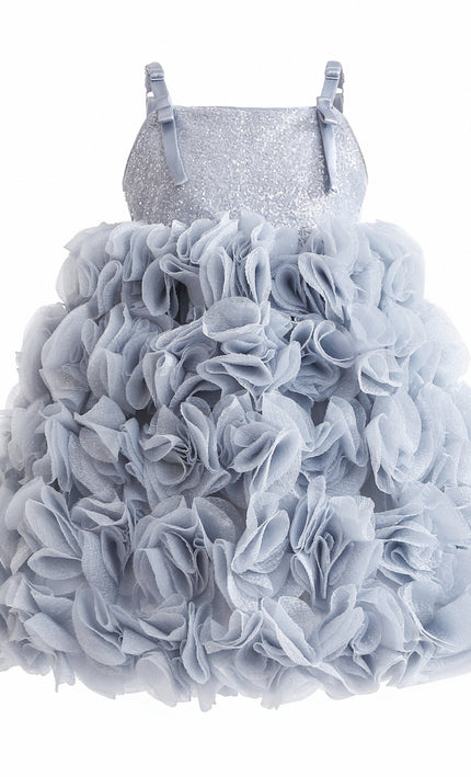 Blue Arabella Glitter Ruffle Dress