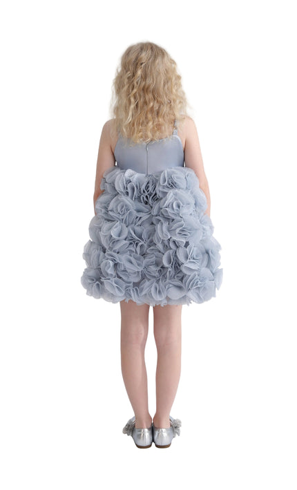 Blue Arabella Glitter Ruffle Dress