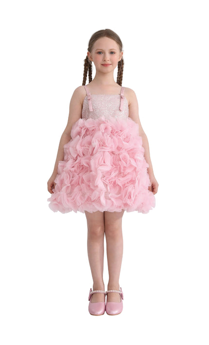 kids atelier tulleen Pink Arabella Glitter Ruffle Dress