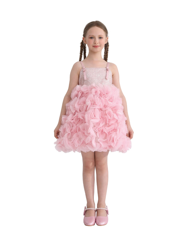 kids atelier tulleen Pink Arabella Glitter Ruffle Dress