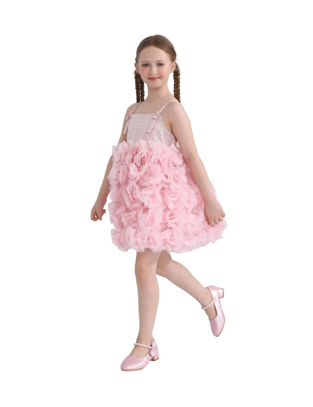 kids atelier tulleen Pink Arabella Glitter Ruffle Dress