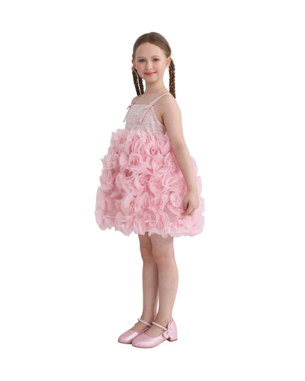 kids atelier tulleen Pink Arabella Glitter Ruffle Dress