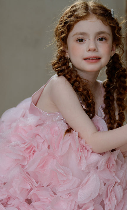 kids atelier tulleen Pink Arabella Glitter Ruffle Dress