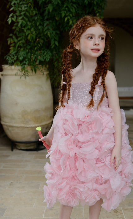 kids atelier tulleen Pink Arabella Glitter Ruffle Dress