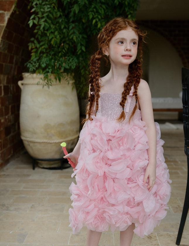kids atelier tulleen Pink Arabella Glitter Ruffle Dress