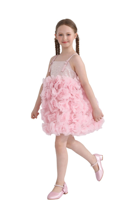 kids atelier tulleen Pink Arabella Glitter Ruffle Dress
