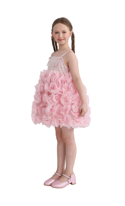 kids atelier tulleen Pink Arabella Glitter Ruffle Dress