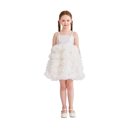 kids atelier tulleen White Arabella Glitter Ruffle Dress