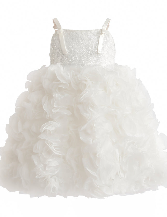 kids atelier tulleen White Arabella Glitter Ruffle Dress