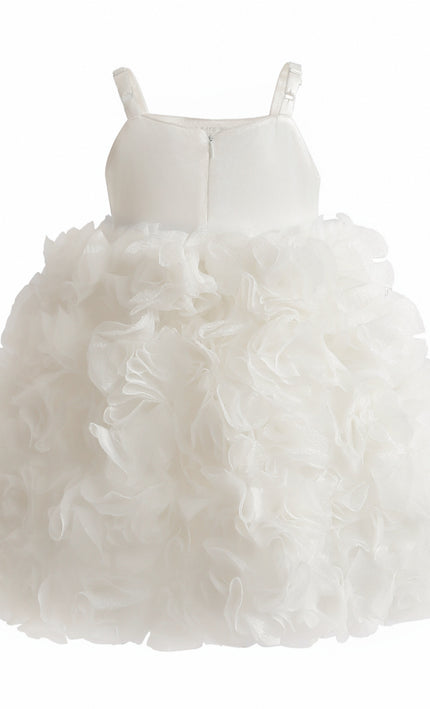 kids atelier tulleen White Arabella Glitter Ruffle Dress