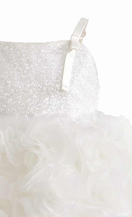 kids atelier tulleen White Arabella Glitter Ruffle Dress