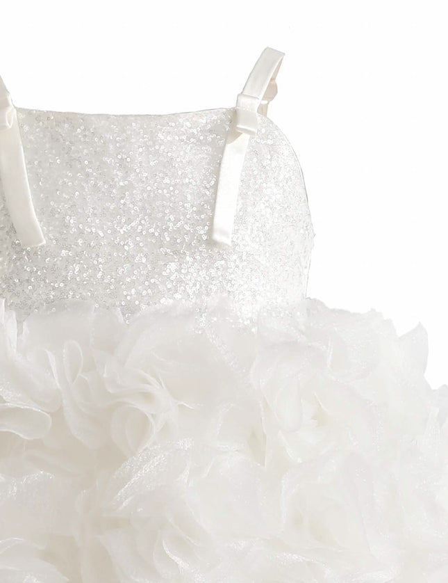 kids atelier tulleen White Arabella Glitter Ruffle Dress