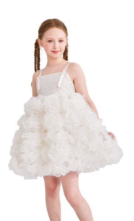 kids atelier tulleen White Arabella Glitter Ruffle Dress