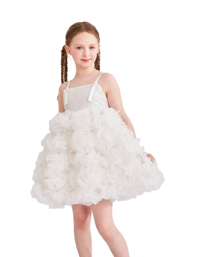 kids atelier tulleen White Arabella Glitter Ruffle Dress