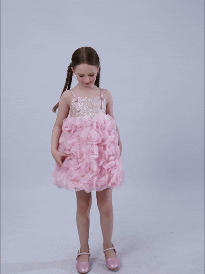kids atelier tulleen Pink Arabella Glitter Ruffle Dress