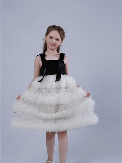 kids atelier tulleen Black & Ivory Sophia Party Dress