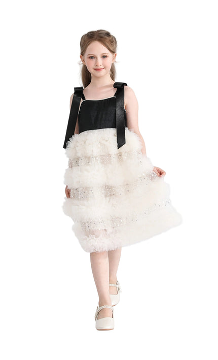 kids atelier tulleen Black & Ivory Sophia Party Dress