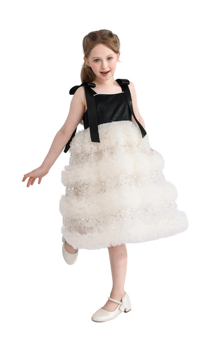 kids atelier tulleen Black & Ivory Sophia Party Dress