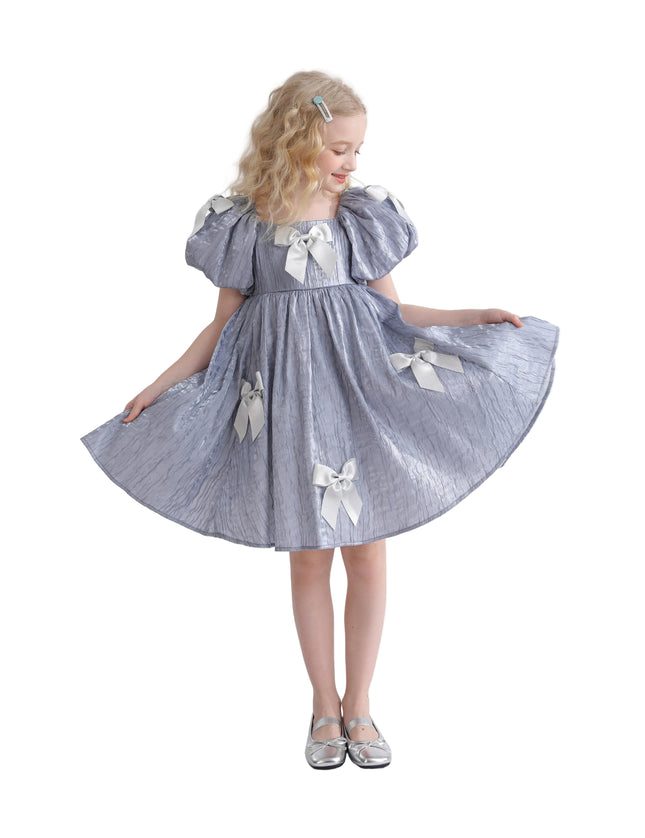 kids atelier tulleen Blue Clarissa Bow Party Dress