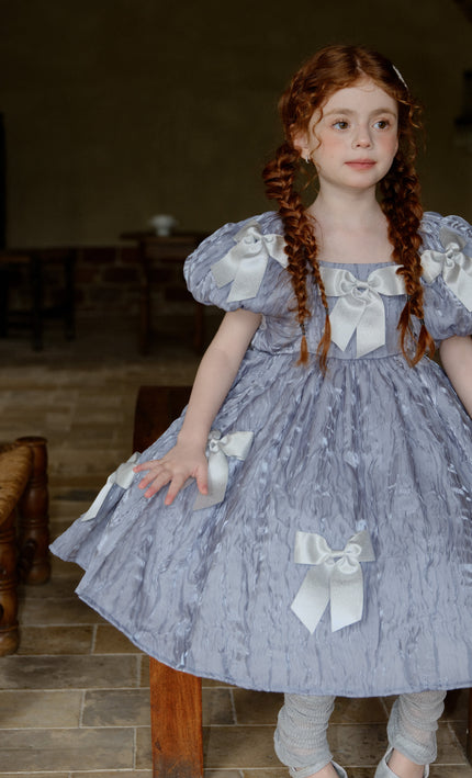 kids atelier tulleen Blue Clarissa Bow Party Dress