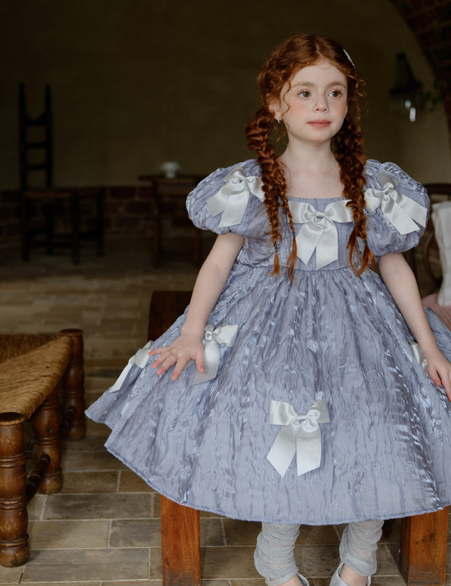 kids atelier tulleen Blue Clarissa Bow Party Dress