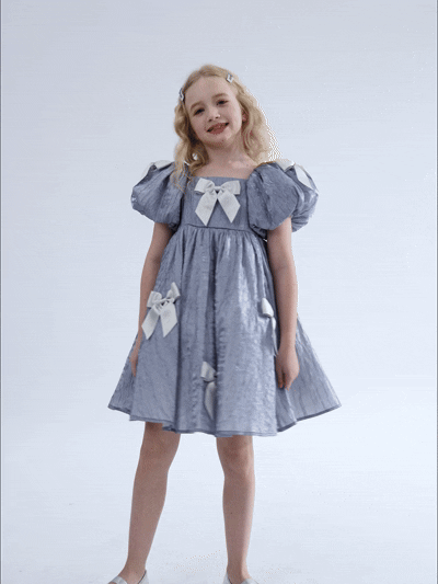 kids atelier tulleen Blue Clarissa Bow Party Dress