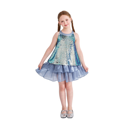 kids atelier tulleen Blue Sylvara Sequin Ruffle Skirt Set