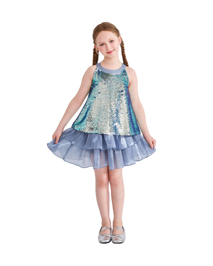 kids atelier tulleen Blue Sylvara Sequin Ruffle Skirt Set