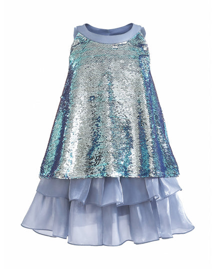 kids atelier tulleen Blue Sylvara Sequin Ruffle Skirt Set