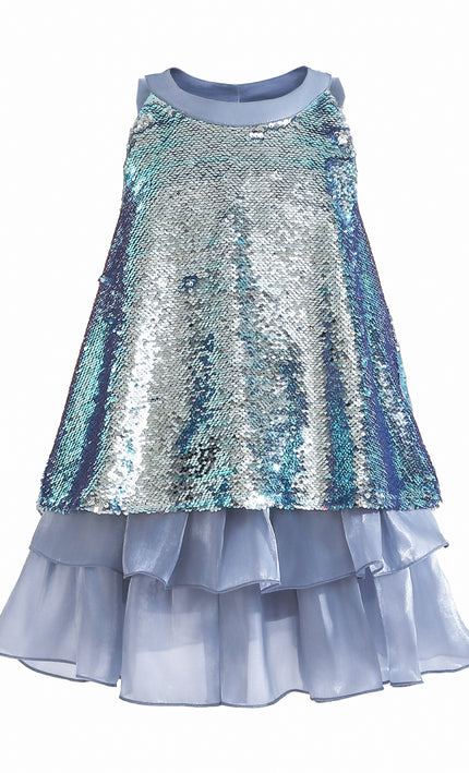 kids atelier tulleen Blue Sylvara Sequin Ruffle Skirt Set