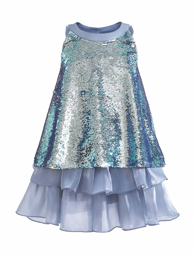 kids atelier tulleen Blue Sylvara Sequin Ruffle Skirt Set