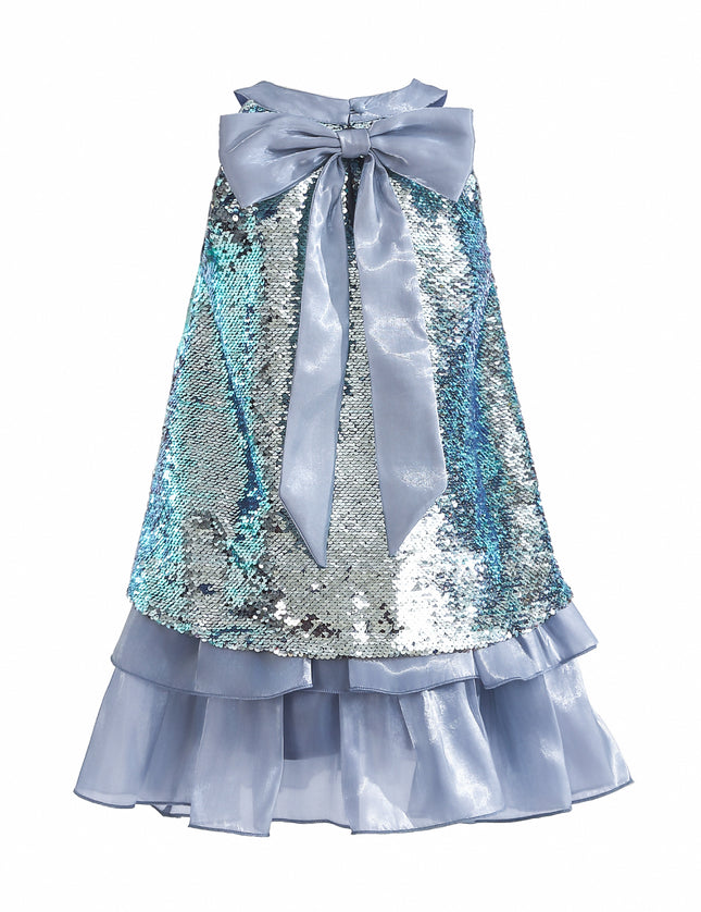 kids atelier tulleen Blue Sylvara Sequin Ruffle Skirt Set