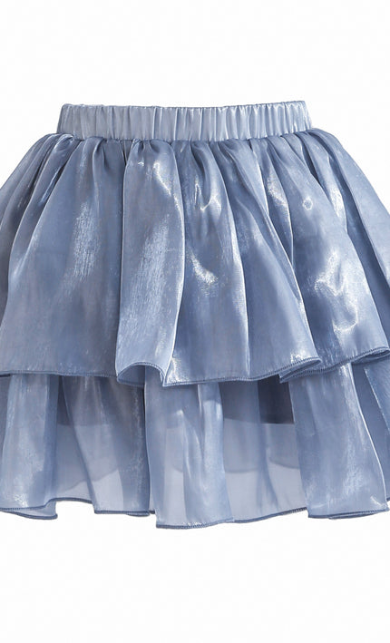 kids atelier tulleen Blue Sylvara Sequin Ruffle Skirt Set