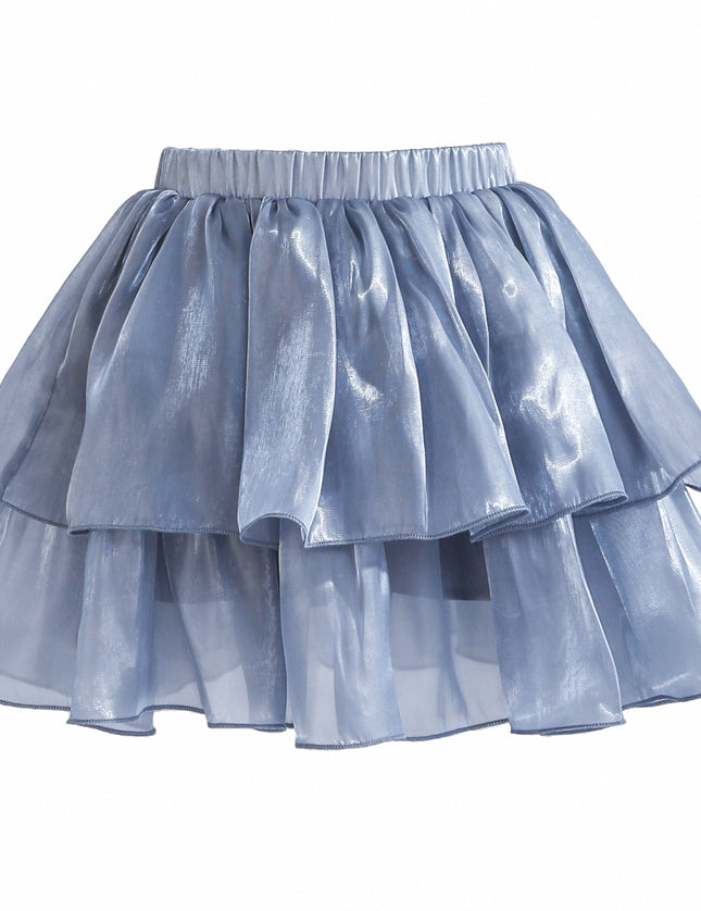 kids atelier tulleen Blue Sylvara Sequin Ruffle Skirt Set