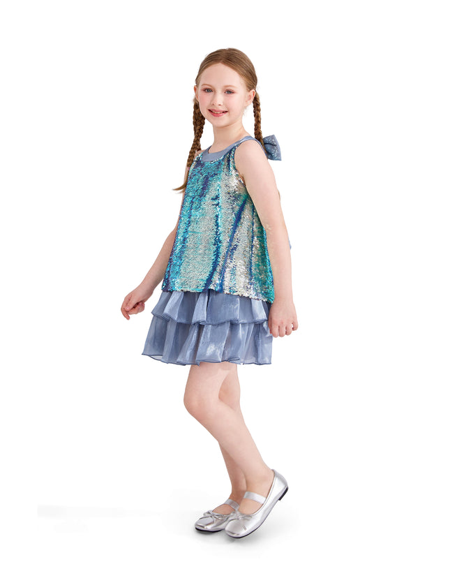 kids atelier tulleen Blue Sylvara Sequin Ruffle Skirt Set