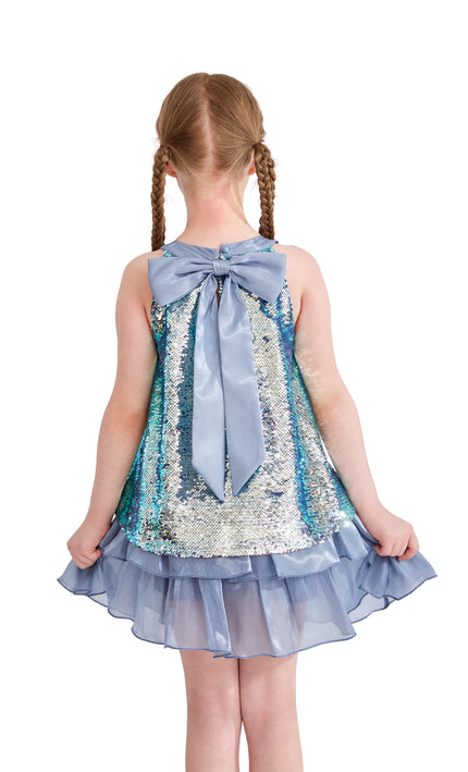 kids atelier tulleen Blue Sylvara Sequin Ruffle Skirt Set