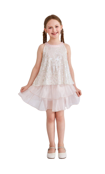 kids atelier tulleen Pink Sylvara Sequin Ruffle Skirt Set