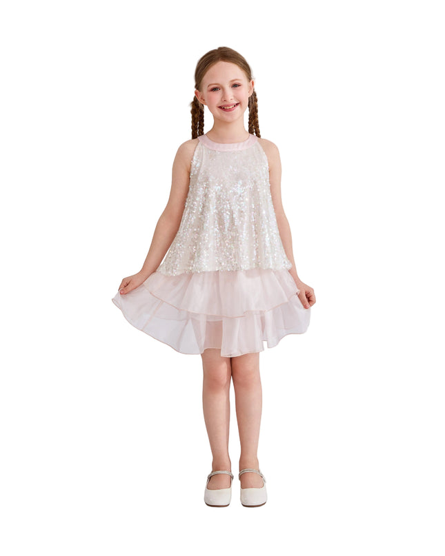 kids atelier tulleen Pink Sylvara Sequin Ruffle Skirt Set