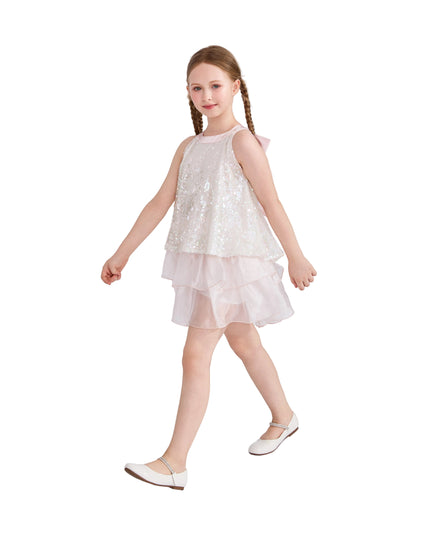 kids atelier tulleen Pink Sylvara Sequin Ruffle Skirt Set