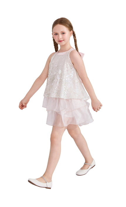 kids atelier tulleen Pink Sylvara Sequin Ruffle Skirt Set